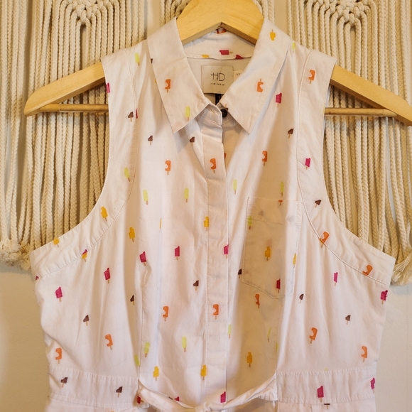 ANTHRO White Popsicle Button Down Shirt Dress 10P - Picture 5 of 8